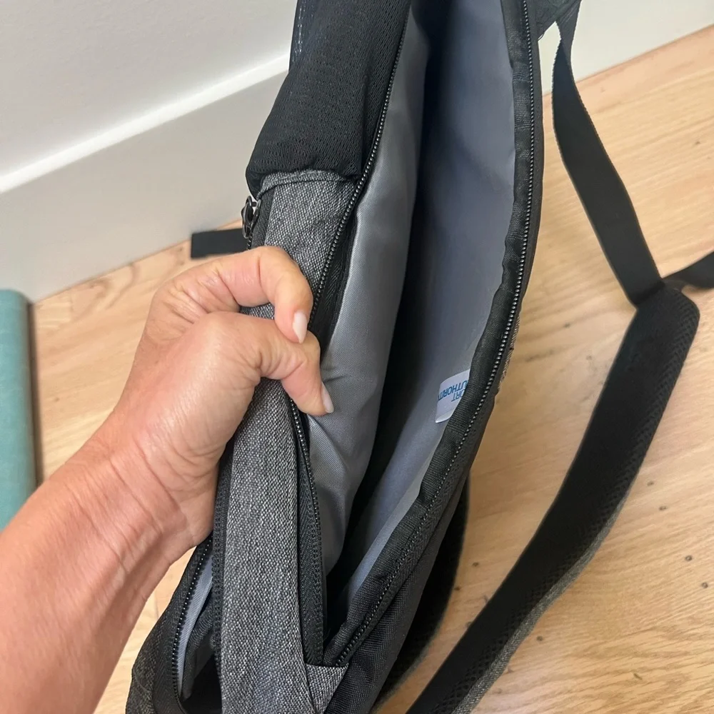Men's Grey & Black Backpack